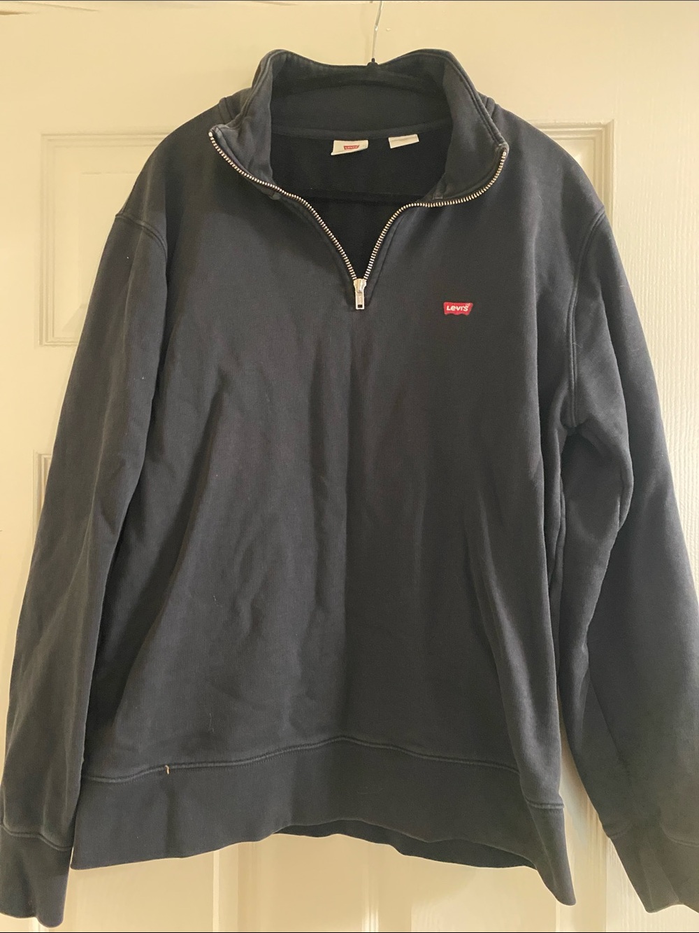 Levi's Men's Dark Gray Half-Zip Pullover with Red Logo